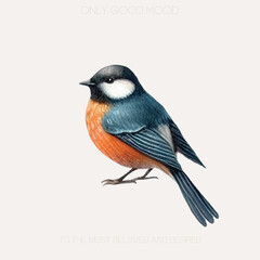 Watercolor Songbirds on a Branch – Spring Vector Illustration