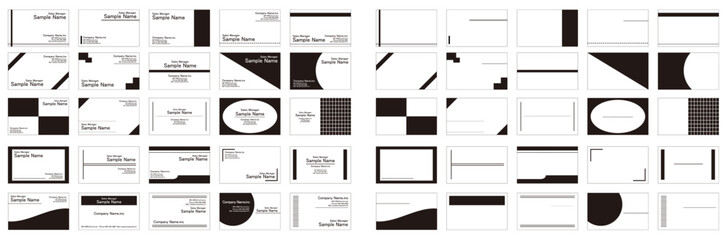 ビジネスにも活用できるモノークロームのシンプルな名刺のデザインセット