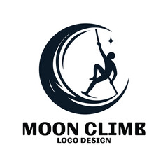 Moon Climb Vector Logo Design