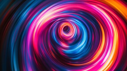 Vibrant swirling abstract of colorful light trails forming a dynamic vortex.