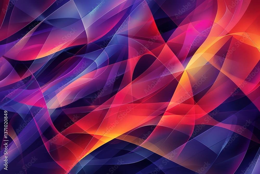 Poster abstract waves with a blend of vibrant colors and intersecting shapes in a modern style