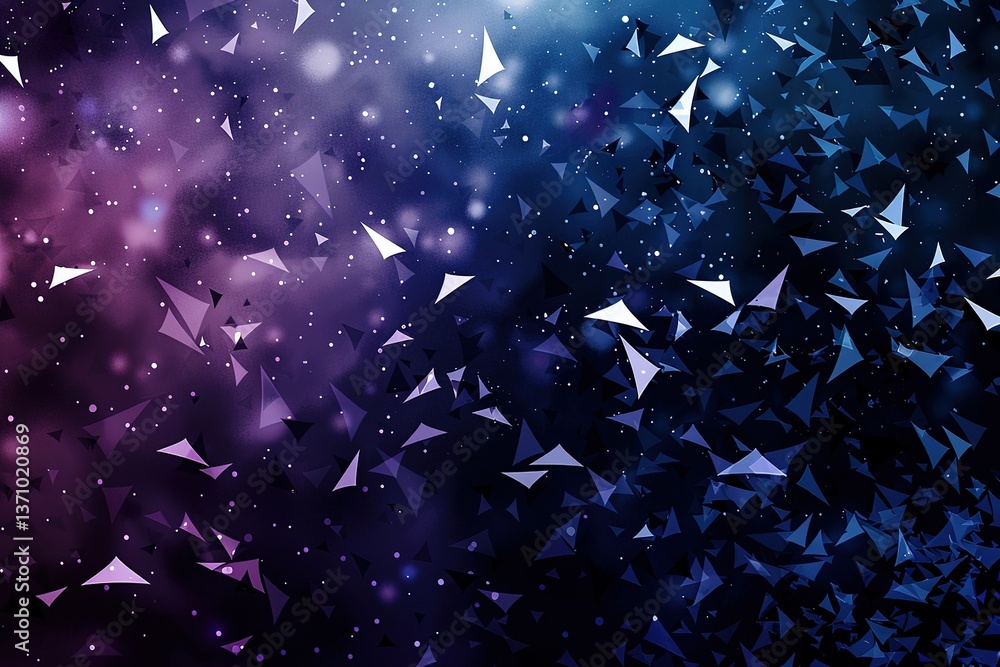 Poster abstract triangulation in dynamic blues and purples forming unique patterns