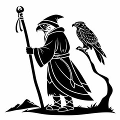Merlin black silhouette icon vector
