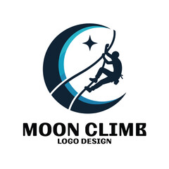 Moon Climb Vector Logo Design