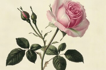 Fototapeta premium Botanical Art of a Rose Flower, Rose Flowers, Abstract Rose Image