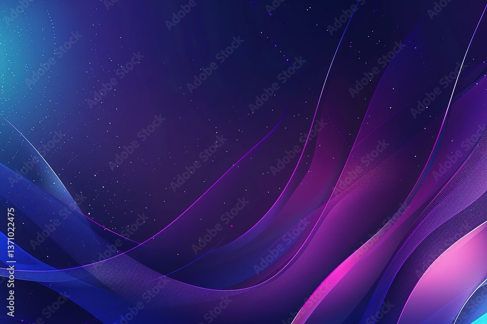 Poster abstract gradient background with flowing lines deep purples blues and sparkles