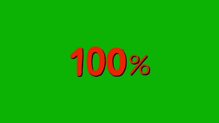Looping animation of “100%” in bold red font with flashing effect on a green screen. Clean and powerful — perfect for completion indicators, sales goals, or gamified video overlays.