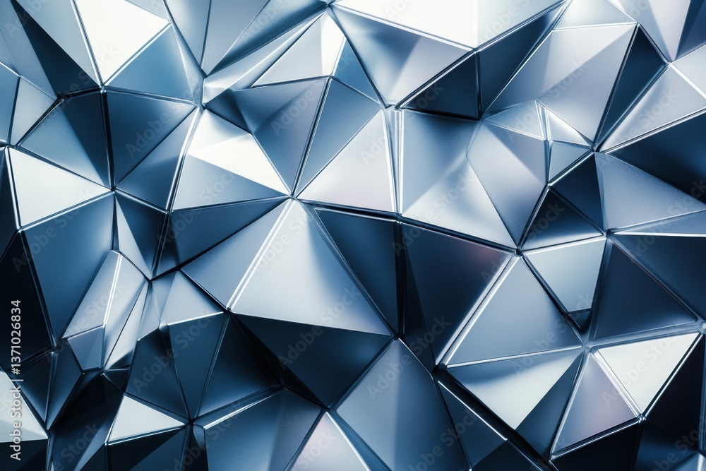Poster Futuristic abstract design featuring polygonal shapes and metallic tones in a high-tech environment