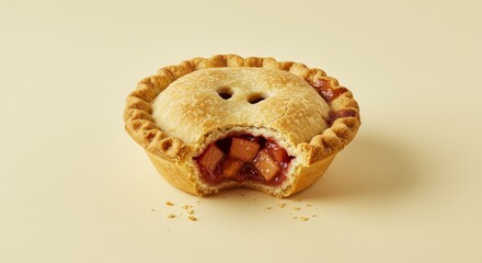Delicious Mini Apple Pie - A tempting bite taken from a mini apple pie, showcasing its flaky crust and sweet filling. Perfect for autumn or any time of year