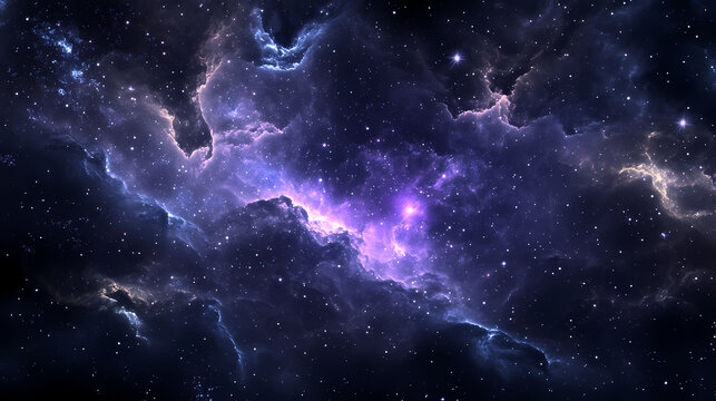 Mysterious dark dust and gas veiling distant stars' light. Celestial Veil. Illustration