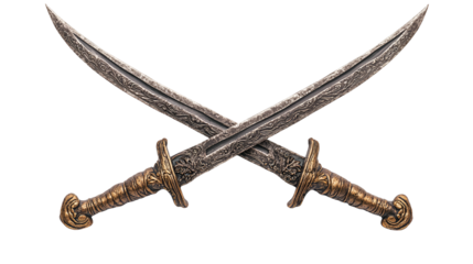 Ornate Swords Crossed Dark Background