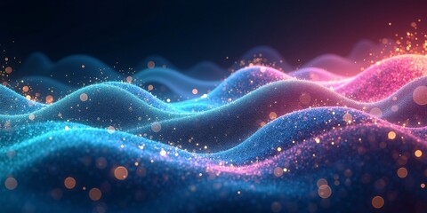 Naklejka premium Gradient Neon Particles Light Abstract Background 