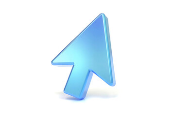Blue arrow cursor isolated on white background