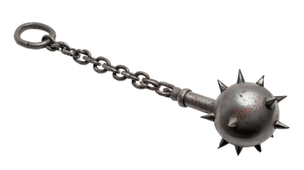 Medieval Spiked Ball Weapon Chain Black Background,
