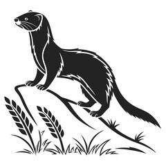 mink black silhouette icon vector