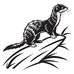mink black silhouette icon vector