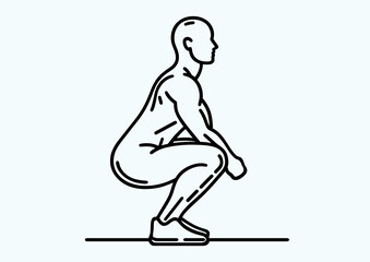 A man does squat exercise