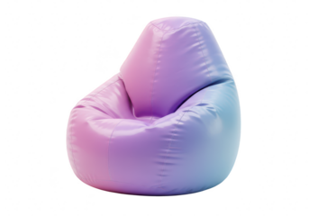 Modern pastel colored bean bag chair with a gradient blend isolated on transparent background