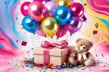 Happy birthday cute toys playful background