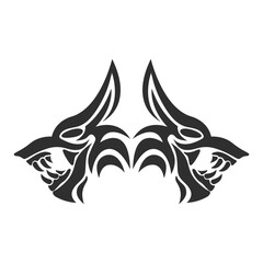 Vector graphic illustration Orthros, two fierce dog or wolf heads suitable for use as community logo material