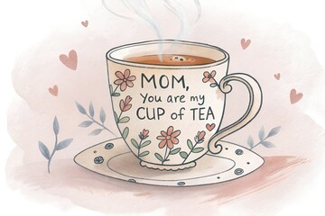 A tea cup with mom you are my cup of tea