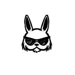 Cool Bunny with Sunglasses – Trendy Hand-Drawn Rabbit Illustration for Logos, Stickers, and T-Shirts