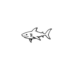 Minimal Shark Line Art Illustration – Simple Hand Drawn Ocean Animal Icon for Logos & Designs