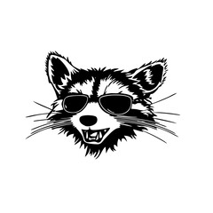 Cool Raccoon with Sunglasses – Trendy Hand-Drawn Animal Illustration for Logos, Stickers, and T-Shirts