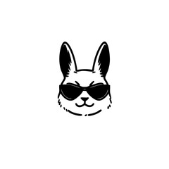 Cool Bunny with Sunglasses – Trendy Hand-Drawn Rabbit Illustration for Logos, Stickers, and T-Shirts