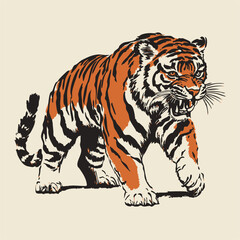 Fierce Roaring Tiger – Hand-Drawn Wild Animal Illustration for Logos, Tattoos, and Apparel