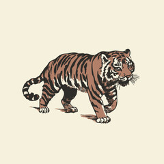 Vintage Tiger Illustration – Hand Drawn Wild Animal Artwork for Tattoos, Posters, or Graphic Design