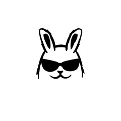 Cool Bunny with Sunglasses – Trendy Hand-Drawn Rabbit Illustration for Logos, Stickers, and T-Shirts