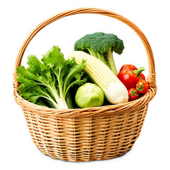 vegetables in basket isolated on transparent background