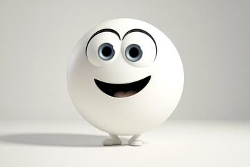 Smiling Cartoon Character Illustration with Cheerful Expression on White Background