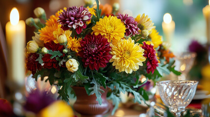 Vibrant Chrysanthemum Bouquet for Festive Table Decoration