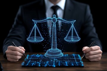 Digital Justice Scales of Law.