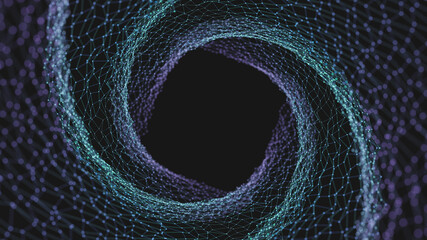 Abstract circular net tunnel. 3d rednered illustration