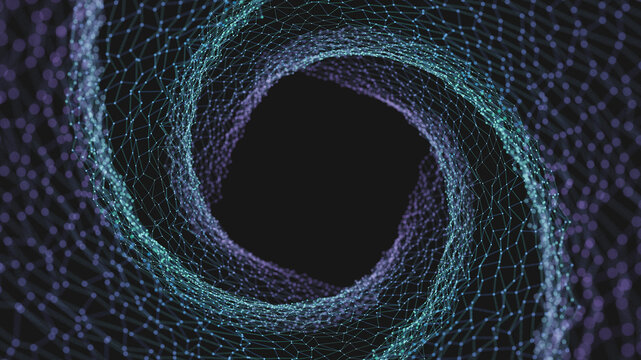 Abstract circular net tunnel. 3d rednered illustration