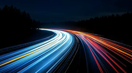 Fototapete Night Highway With Light Trails © predator