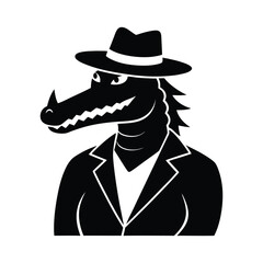 Detective Gator: An illustrated gator dons a stylish hat and jacket, bringing a touch of mystery and charm to the scene, perfect for stories.
