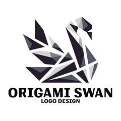 Obraz premium Origami Swan Vector Logo Design