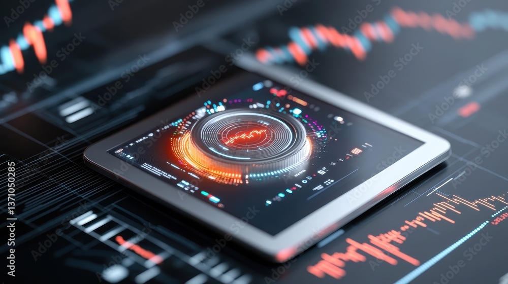 Aufkleber economic data visualization dashboard on a tablet displaying financial trends and insights with ai i