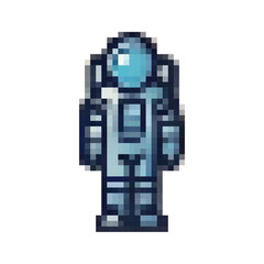 Pixel images of astronauts. Spacesuits, helmets, backpacks in space. Space rangers. Space professions and extraterrestrial technologies