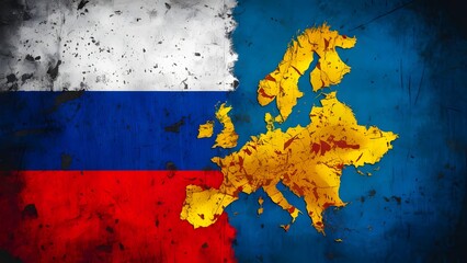 Russian and European Union grunge flag