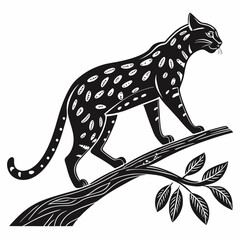 Ocelot black silhouette icon vector