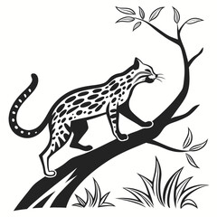 Ocelot black silhouette icon vector