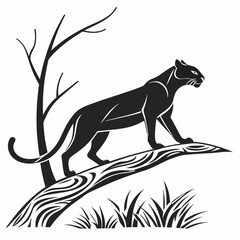 Fototapeta premium Ocelot black silhouette icon vector