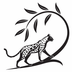 Ocelot black silhouette icon vector