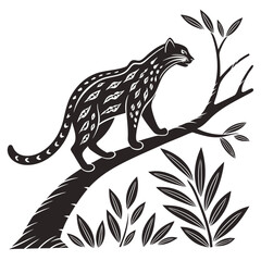 Ocelot black silhouette icon vector
