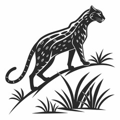 Ocelot black silhouette icon vector